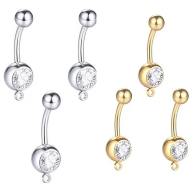 Barras para el vientre del ombligo 14G ~ 1,6 mm barras de botón piercing corporal gancho para joyería hágalo usted mismo 50 un. Foto 1 de 3