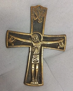 German Gußeisen-kreuz, Crucifix, 60er J 5 5/8x4 1/8in, Relifierter Corpus Of - Picture 1 of 3