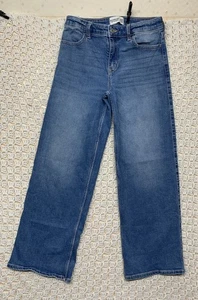 Abercrombie Kids Jeans Girls 13/14 Blue Denim High Rise Wide Leg Stretch Boho - Picture 1 of 12