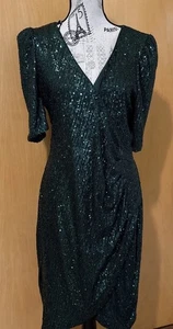 Vestido para mujer Calvin Klein verde esmeralda con lentejuelas envolvente sintético talla 12 - Imagen 1 de 5
