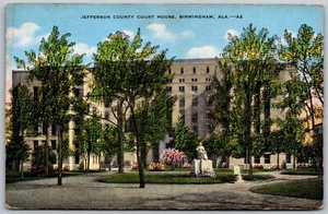 Cartolina d'epoca Birmingham Alabama AL Jefferson County Court House anni '40 vista lino - Foto 1 di 2