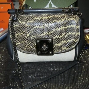 Coach Color block Exotic Python Snakeskin Leather Drifter Chain Crossbody Strap - Picture 1 of 12
