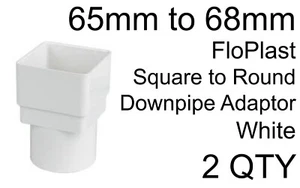 FloPlast RDS2 65mm Square to 68mm Round Downpipe Adaptor White Gutter Connector - Picture 1 of 2