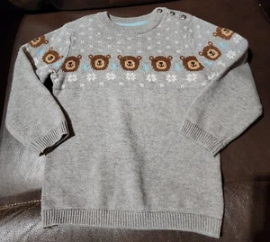 H&M Kids Toddler Christmas Sweater Size 12-18 mo Boy Girl Teddy Bears Snowflakes - Picture 1 of 5