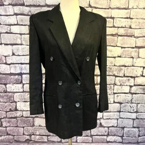 Liz Claiborne Vintage Black On Black Design Double Breasted Jacket Size 6 - Picture 1 of 10