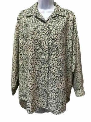 Blusa Diane von Furstenberg Mujer Talla M Negra Marfil Ditsy Floral Botón Delantero Foto 1 de 4