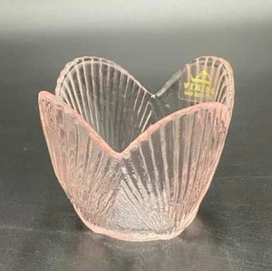 Viking Glass ~ PINK SCALLOP SHELL CANDLE HOLDER ~ Original Label - Picture 1 of 8