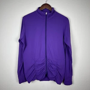 Lucy Activewear Jacket Womens XL Purple Full Zip Ruched Long Sleeve Athleisure - Picture 1 of 13