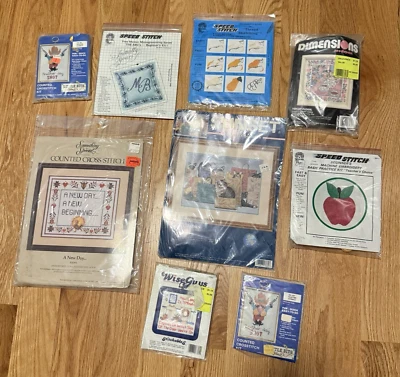 Lote de 9 kits mixtos de puntada cruzada vintage nuevos sin usar sin abrir, ¡gran oferta! Foto 1 de 4