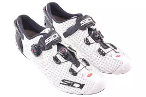 USED SIDI Genius 10 Road Shoe EU 45 US 11.5 Carbon Sole White/Black Carbon Sole - Picture 1 of 5