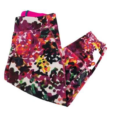 adidas Pink Floral Athletic Leggings | Good Condition - Image 1 of 4