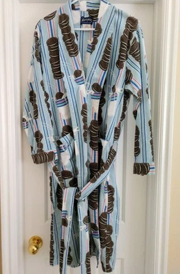 Nick and Nora Vintage VERY RARE EUC Oreos With Glasses Of Milk 100 Cotton Robe - Image 1 of 4