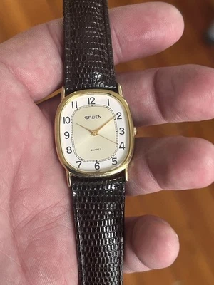 😍 ¡NUEVO COMO NUEVO! Reloj de cuarzo ultrafino ovalado elipse GRUEN Crisp Neo vintage años 90 Foto 1 de 4