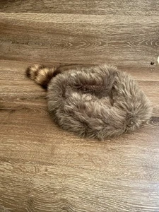 KIDS SIZE RACCOON TAIL HAT coon tails novelty childrens cap boy girl fur - Picture 1 of 5