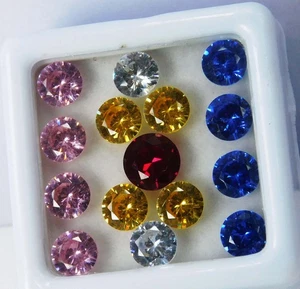 20 Pcs Natural Sapphire Mix Color Round Cut CERTIFIED Best Loose Gemstones Lot - Picture 1 of 6