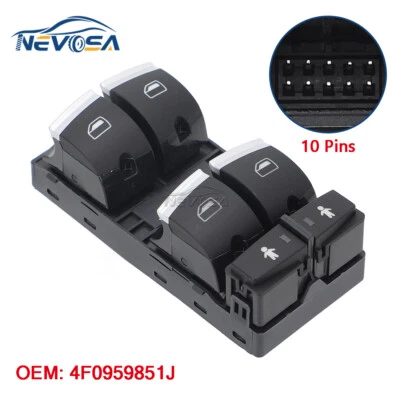 Front Left Window Switch For Audi Q7 3.0 2011 2012 2013 2014 2015 4F0959851J - Image 1 of 4