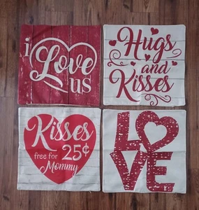 Valentine's Day Throw Pillow Covers 18x18 Inch Pillow Cases Set of 4 Home Decor - Picture 1 of 6