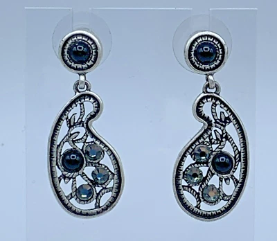 Chico’s银色水晶耳钉吊坠耳环1300 — 第 1/4 张图片