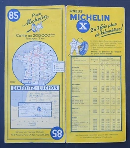 Tarjeta MICHELIN mapa antiguo n.o 85 BIARRITZ LUCHON 1958 Guía Bibendum neumá... - Imagen 1 de 1
