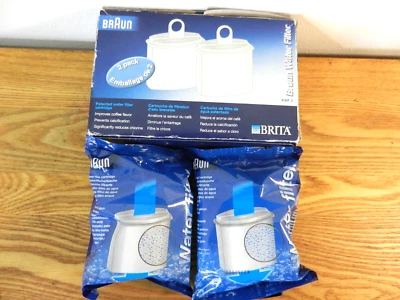 Paquete de 2 filtros de agua de repuesto originales Braun para máquina de café Brita KWF2 Foto 1 de 3