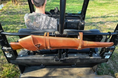 USA MADE Large Rifle Leather Scabbard with Flap, Unlined Holster for ATV Horse - Image 1 of 4