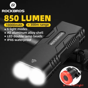 ROCKBROS USB Charge Cycling Headlight&Rear Lights Handlebar Waterproof Bicycle - Picture 1 of 11