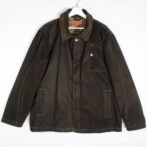Robert Comstock Vertical Men's Button Up Barn Jacket Brown Sz L Plaid Lining - Picture 1 of 13