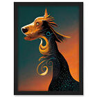 Dog Spirit Guide Fantasy Surreal Anubis Framed Wall Art Picture Print A3
