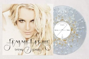 Britney Spears Femme Fatale Clear/Gold & White Splatter Colored Vinyl LP RARE - Picture 1 of 15