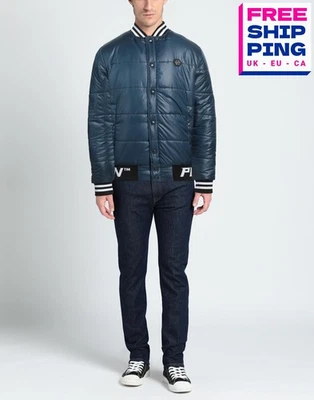 RRP€2694 PHILIPP PLEIN Down Bomber Jacket Size M LIMITED EDITION Quilted Logo - Изображение 1 из 4