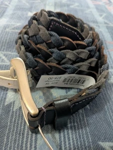 Herren Robert Graham geflochtener Parkwood Ledergürtel Größe 34 schwarz indigo - Bild 1 von 9