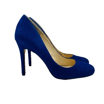 Jessica Simpson Heels Womens Size 7.5 M Blue Rony Leather Heel Stiletto Slip On - Image 1 of 4