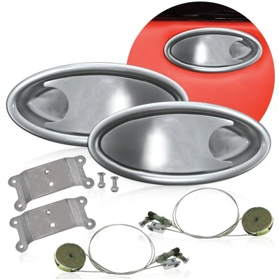 Billet Aluminum Oval Interior Door Handle Notch Lever Set Pulley Cable Hardware Foto 1 de 4