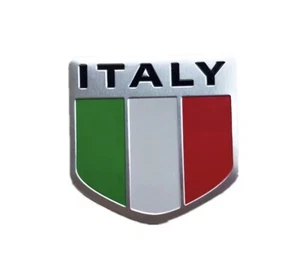 ALUMINUM Italian Flag Emblem Sticker 3D Car Decal 2"x2" Italy IT Free Shipping! - Picture 1 of 1