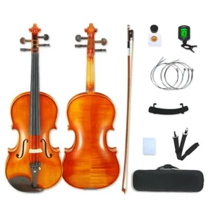 4 Strings Violin Set Acoustic Violin 4/4 Full Set Flamed Maple Spruce Ebony Fitt - Picture 1 of 9