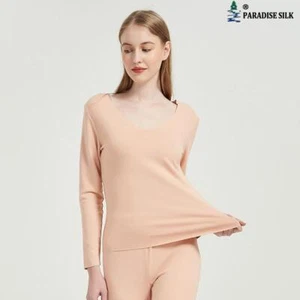 Womens Thermal Long Johns Set With Mulberry Silk Fabric Sueding Base Layer To... - Picture 1 of 7