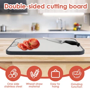 Double Sided Cutting Board Kitchen Chopping Board Stainless Steel and PP teuRF - Picture 1 of 11