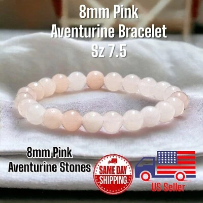 Pink Aventurine Natural A++ 8mm 7.5” Crystal Stretch Healing Bracelet - Image 1 of 3