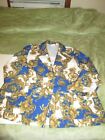 Haband For Her Women's Size Large Blue & Gold Floral Suit Top Shirt Jacket 