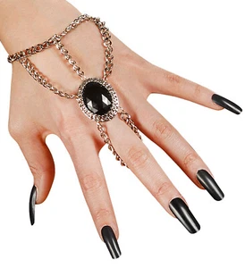 Handgelenk-Kette Armband mit Ring Gothic Karneval Halloween Schmuck Gothic Hexe - Bild 1 von 2