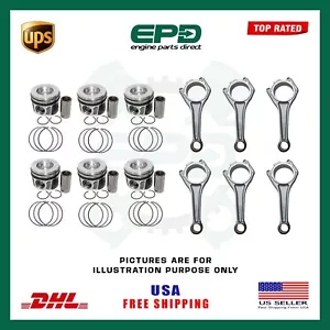 RANGE ROVER 3.0D 306DT PISTON & RINGS SET LAND ROVER CONNECTING ROD x 6 PCS TDV6 - Picture 1 of 2