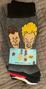 NEW NWT 6 Pair of Beavis and Butthead Crew Socks New With Tags Mens 6-12 - Picture 1 of 5