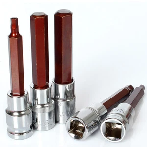 55mm/100mm Long 1/2 Drive Hexagon Bit Socket Set Hexagonal Allen Key Bits H4-H17 - Picture 1 of 10