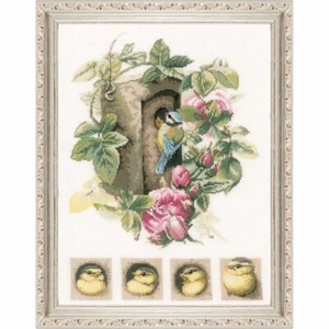 Vervaco® Birdhouse with Roses Kit & Frame Counted Cross-Stitch - Picture 1 of 1