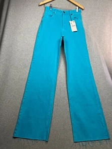 Zara Wide Leg High Rise Denim Jeans Womens 4 Y2K 90s Eclectic Colorful - Picture 1 of 10