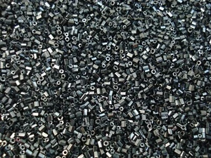 Cuentas de corneta de vidrio de 2 mm 100 g tubos hexagonales grises tubos hágalo usted mismo joyería  - Imagen 1 de 1