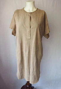 Vince 100% Suede Soft Leather Tunic Shift Dress Relaxed Beige Size M - Picture 1 of 8