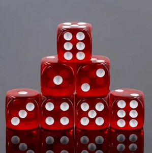 NEW Dice Set of 6 D6 (16mm) - Translucent Red - Bild 1 von 1
