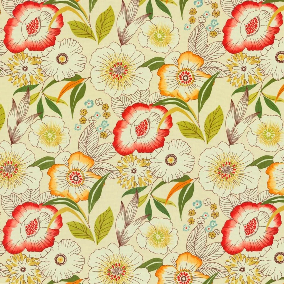Covington AMAGANSETT Floral SORBET Yellow Drapery Sewing Fabric 25" Remnant - Image 1 of 4