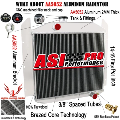 Radiador de aluminio de 4 filas Fit 1949-1952 1950 Studebaker Champion 2R5 2R6 Commander Foto 1 de 4